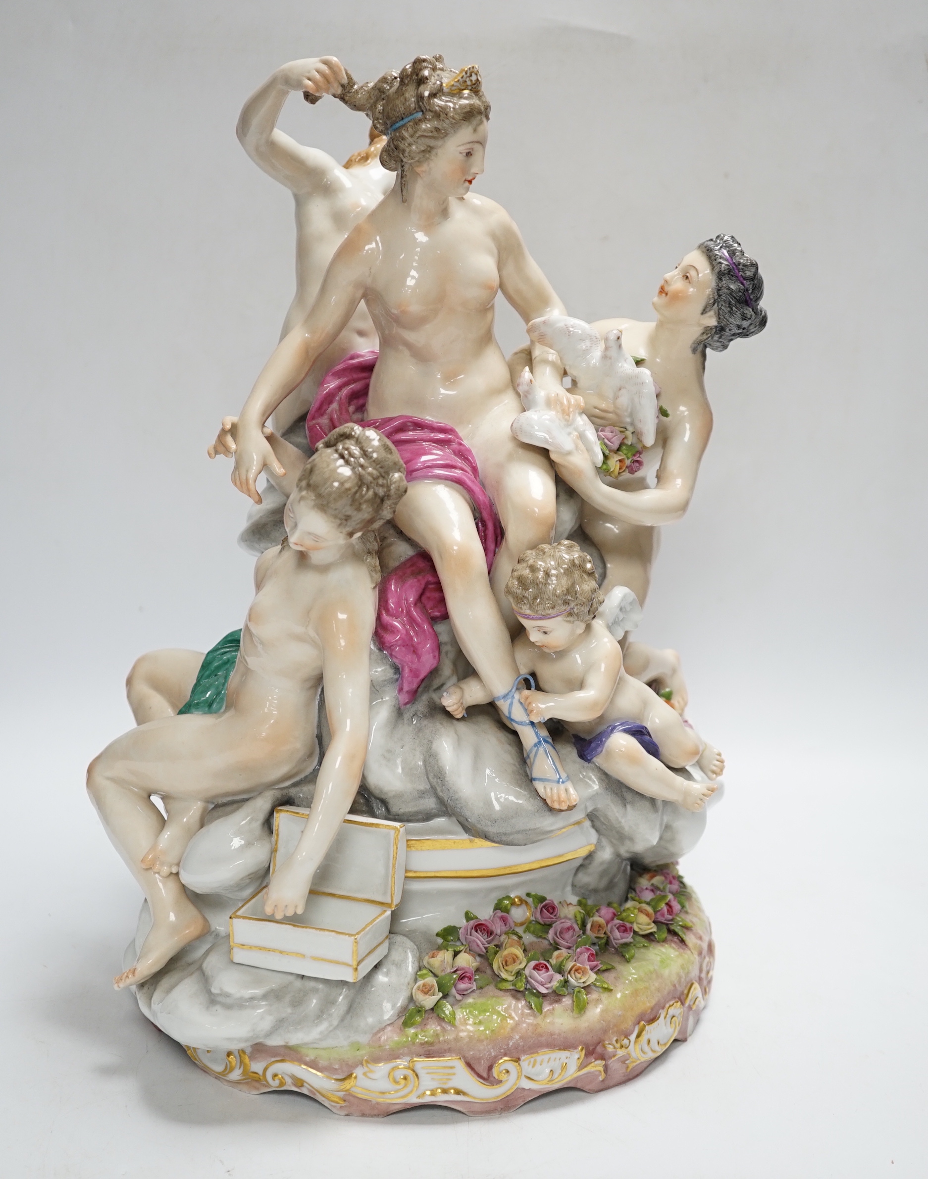 A Samson porcelain group of Venus and attendants, apocryphal Derby Mark, 36cm high